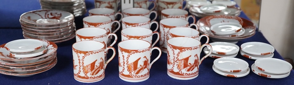 A Japanese Kutani Sake set, twelve cups, covers and saucers and two spare saucers. Condition - poor